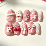 Press-On Nails Winter Designs Pre-Glued Backs & Multiple Sizes