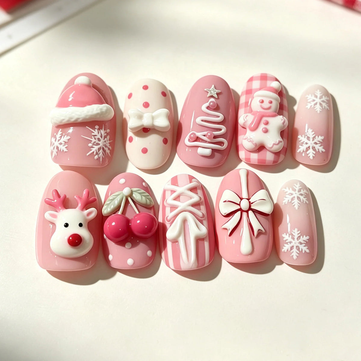 Press-On Nails Winter Designs Pre-Glued Backs & Multiple Sizes