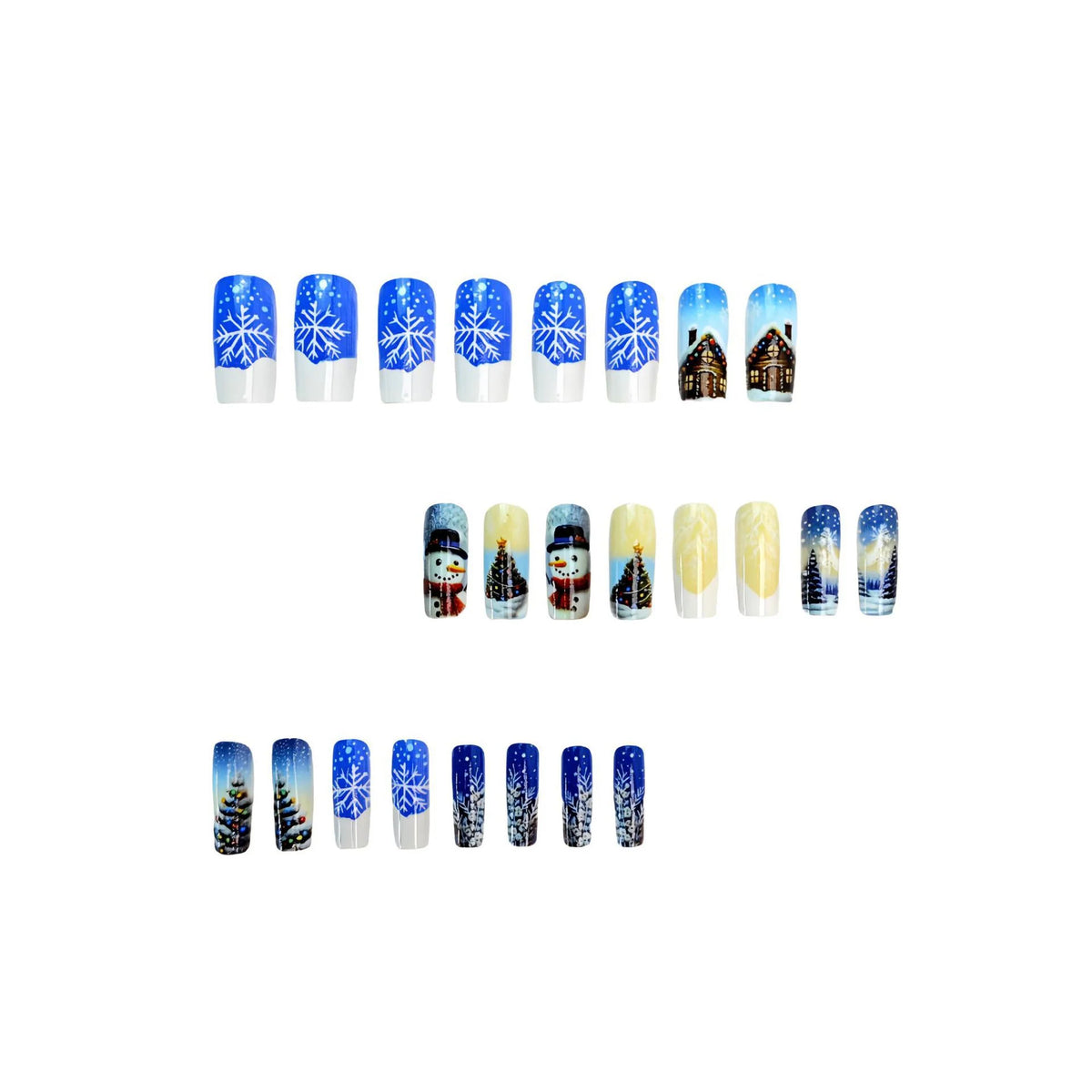 Press-On Nails Winter Snowflake Designs Peel-And-Stick Long-Lasting Shine