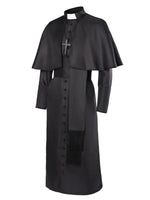 Priest Costume Full-Length Robe Cape & Cross Accessory