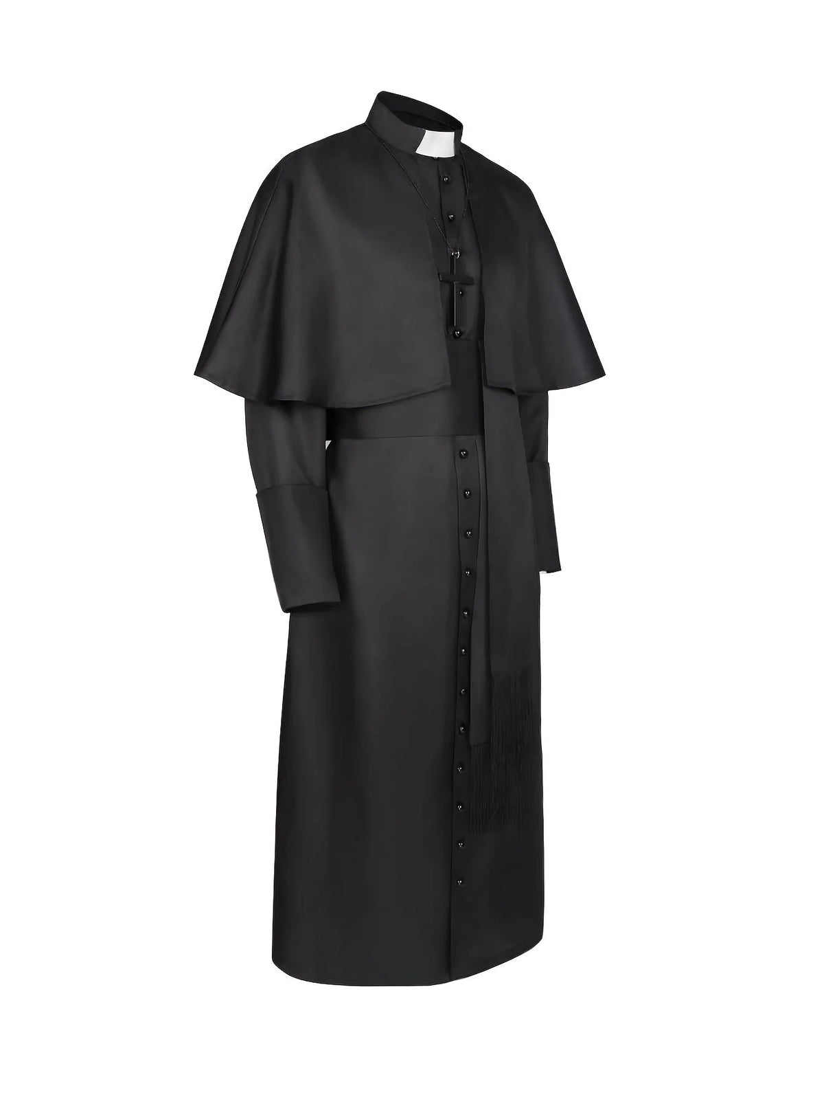 Priest Costume Full-Length Robe Cape & Cross Accessory