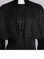 Priest Costume Full-Length Robe Cape & Cross Accessory
