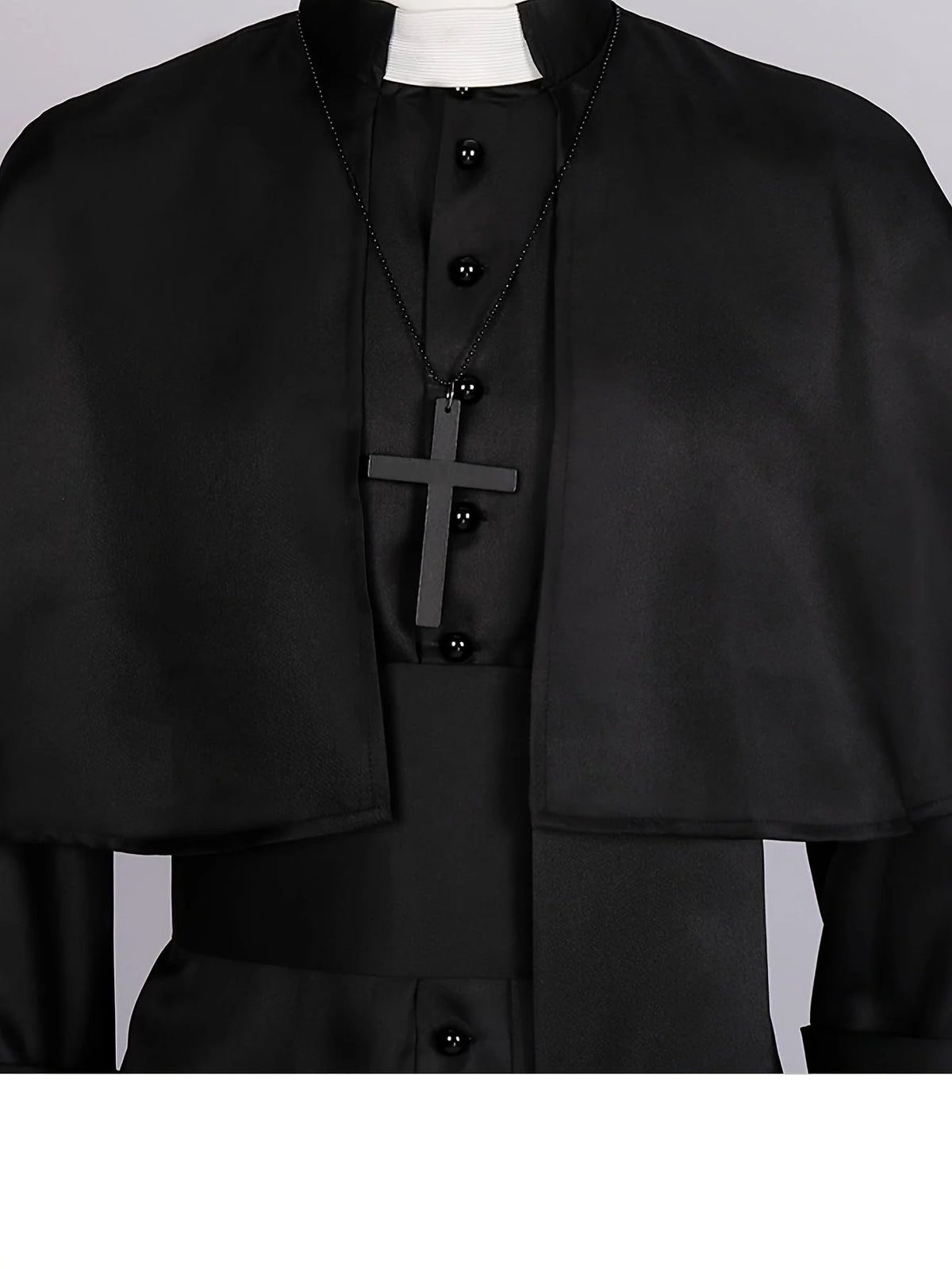 Priest Costume Full-Length Robe Cape & Cross Accessory
