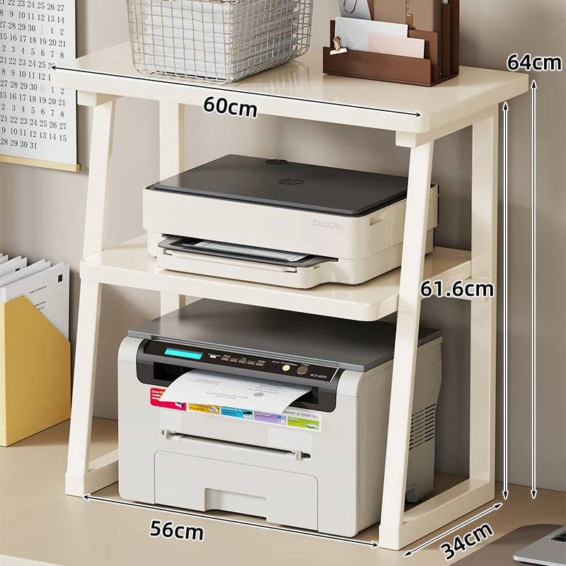 Printer and Monitor Stand Wood-Look Top Open Storage