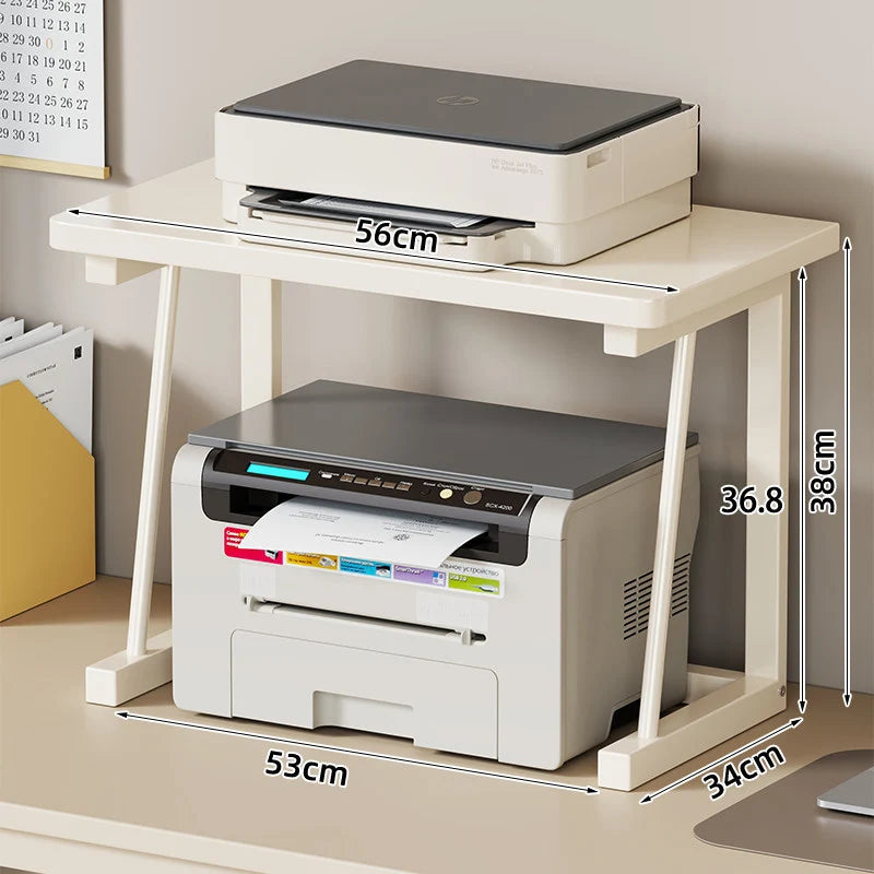 Printer and Monitor Stand Wood-Look Top Open Storage