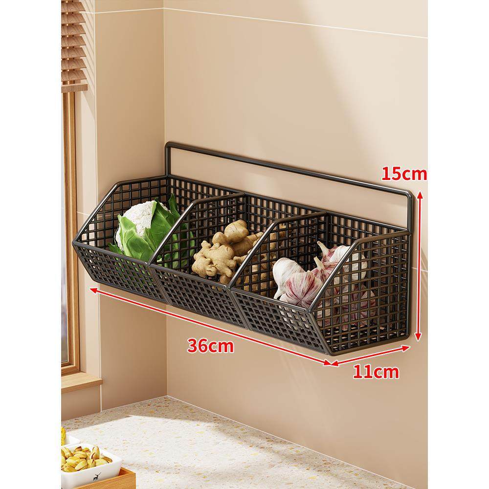 Produce Storage Basket Wall-Mounted Ventilated Two-Tier