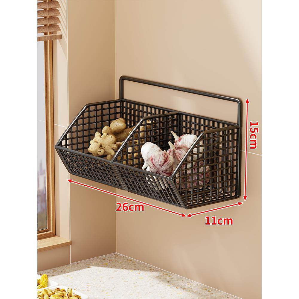 Produce Storage Basket Wall-Mounted Ventilated Two-Tier