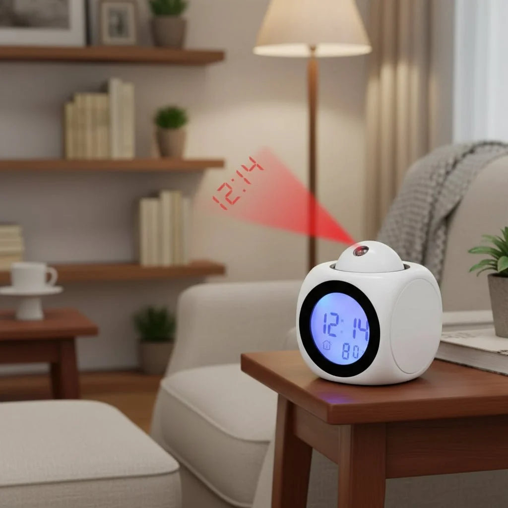 Projection Alarm Clock Time & Temperature Dual Alarm Snooze