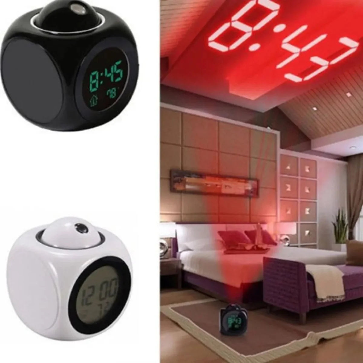 Projection Alarm Clock Time & Temperature Dual Alarm Snooze
