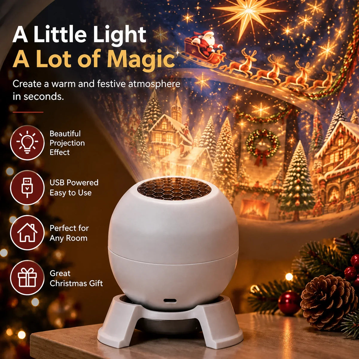 Projection Night Light Themed Scene USB Powered