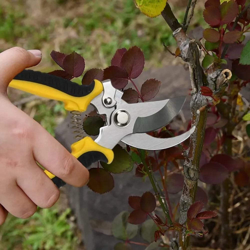 Pruning Shears Stainless Steel Blades Safety Lock & Non-Slip Grip