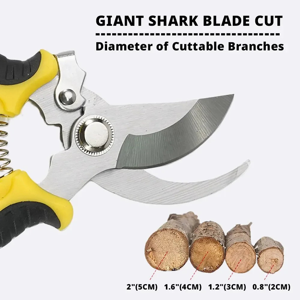 Pruning Shears Stainless Steel Blades Safety Lock & Non-Slip Grip