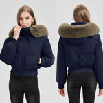 Puffer Bomber Jacket Quilted Thermal Detachable Hood