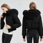 Puffer Bomber Jacket Quilted Thermal Detachable Hood
