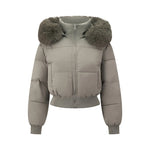 Puffer Bomber Jacket Quilted Thermal Detachable Hood