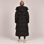 Puffer Coat Longline Hooded Adjustable Waist Belt