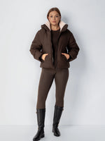 Puffer Jacket Cropped Quilted Faux Fur Lined Detachable Hood