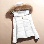 Puffer Jacket Quilted Faux Fur Hood Cropped