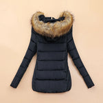 Puffer Jacket Quilted Faux Fur Hood Cropped