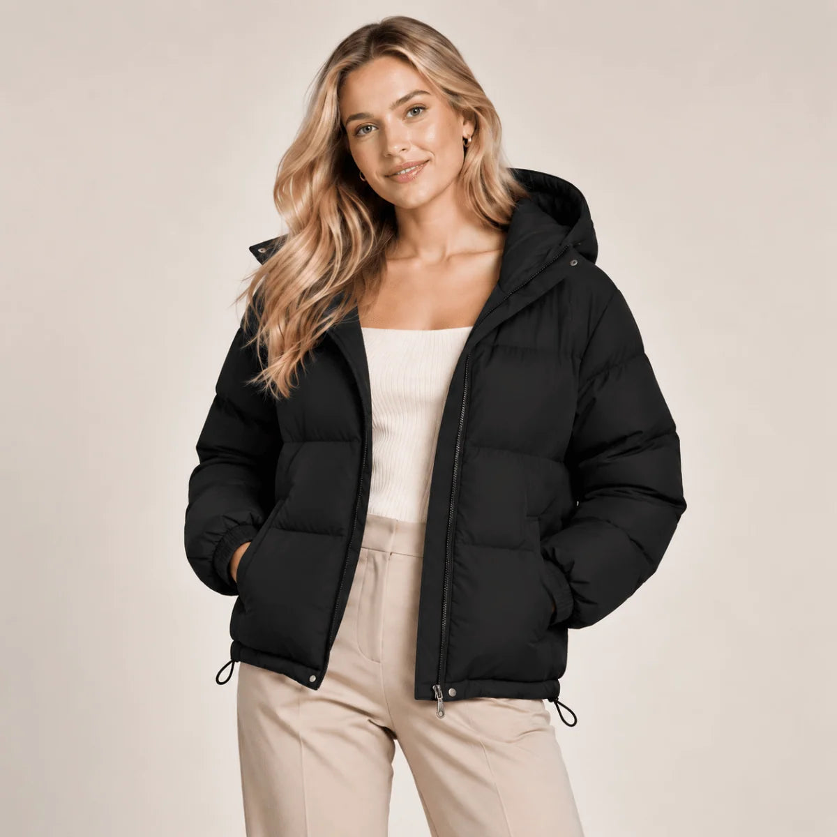 Puffer Jacket Quilted Hooded Full-Zip Insulated