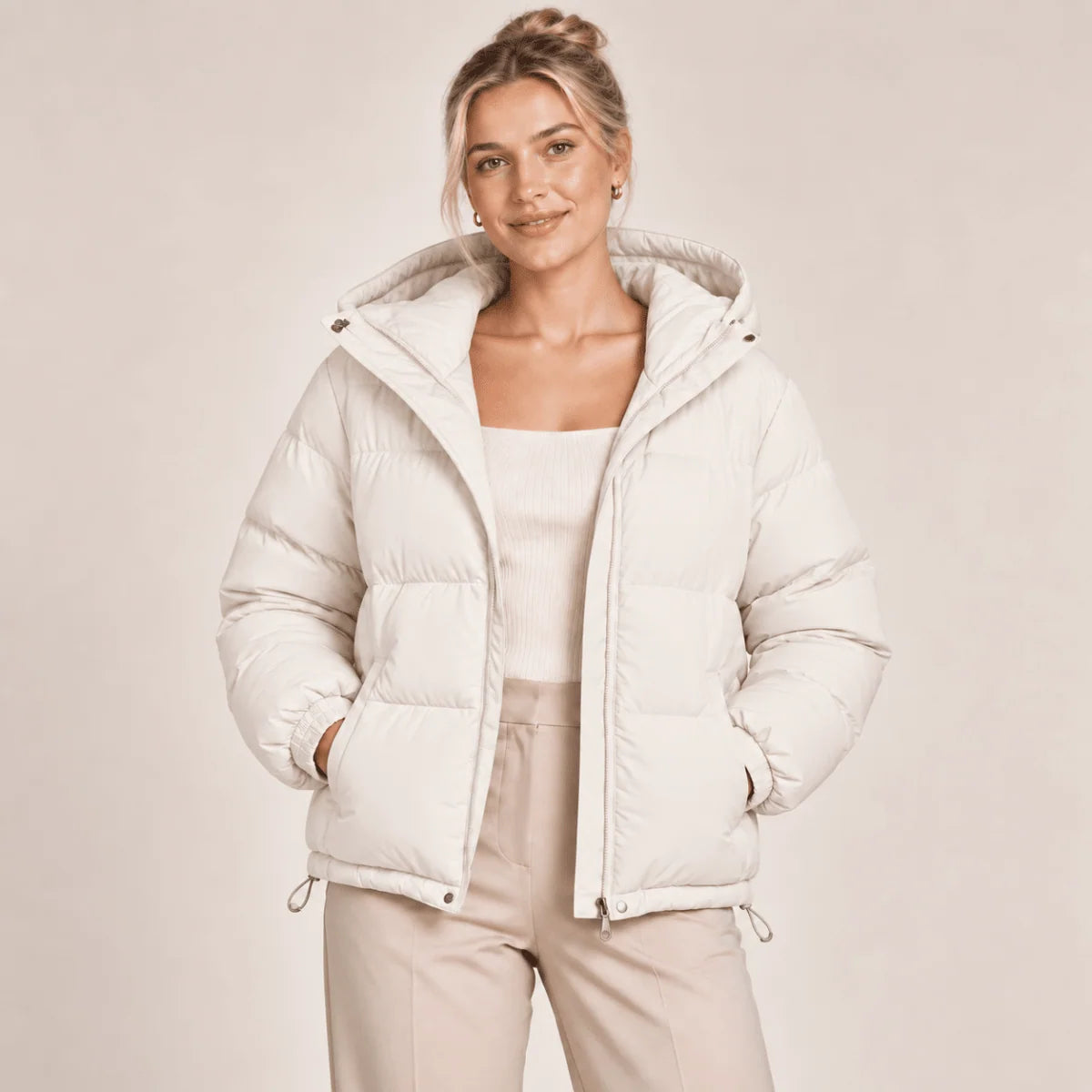 Puffer Jacket Quilted Hooded Full-Zip Insulated