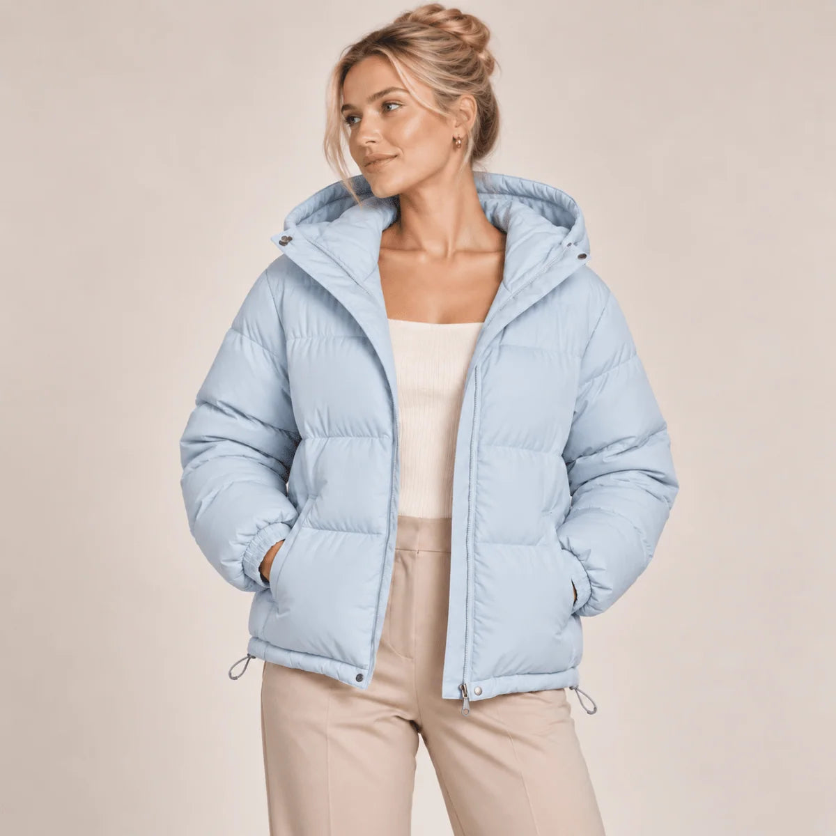 Puffer Jacket Quilted Hooded Full-Zip Insulated