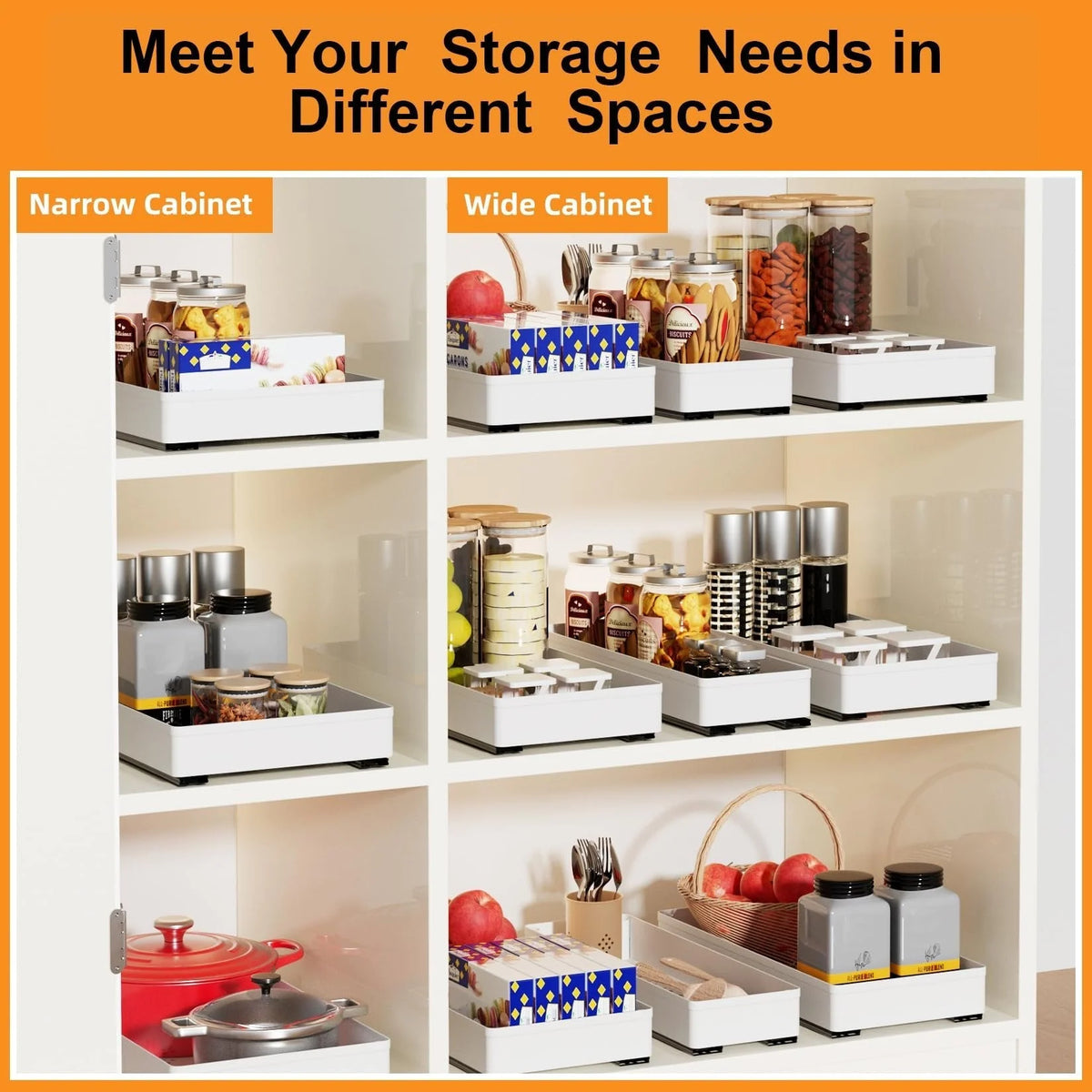 Pull-Out Cabinet Organizer 3-Piece No-Drill 55 lb