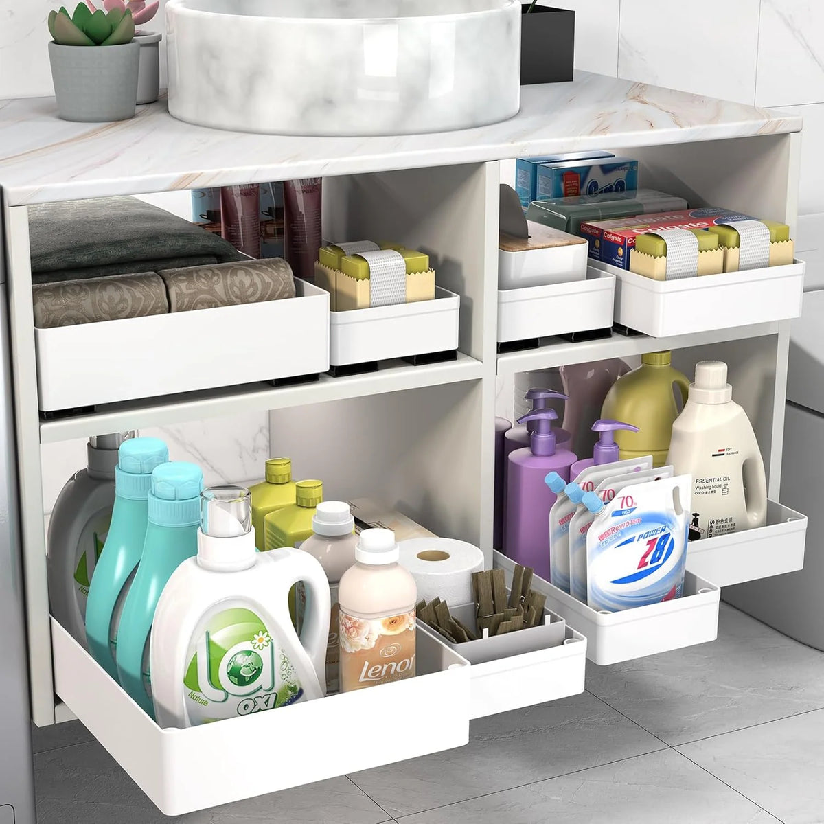 Pull-Out Cabinet Organizer 3-Piece No-Drill 55 lb