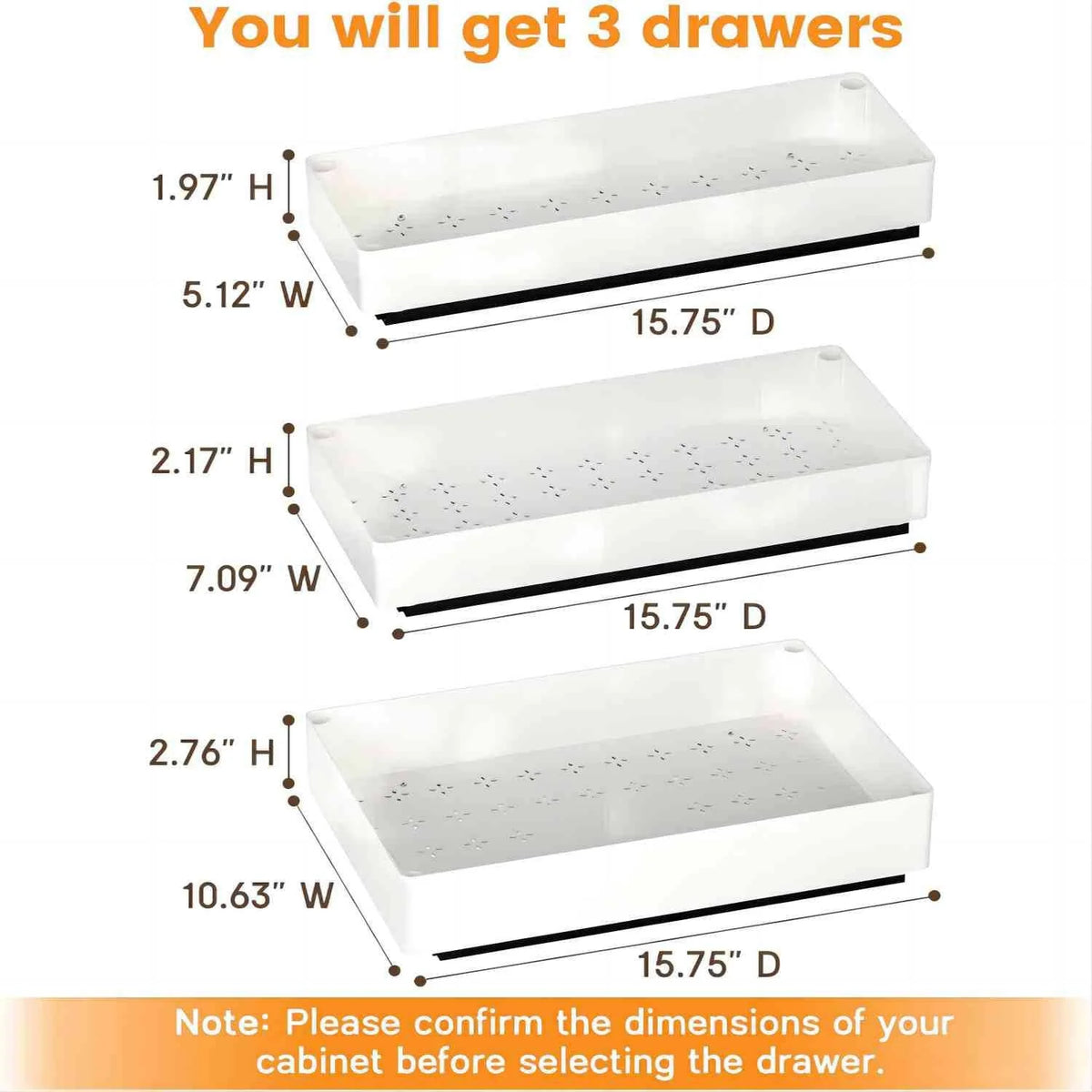 Pull-Out Cabinet Organizer 3-Piece No-Drill 55 lb