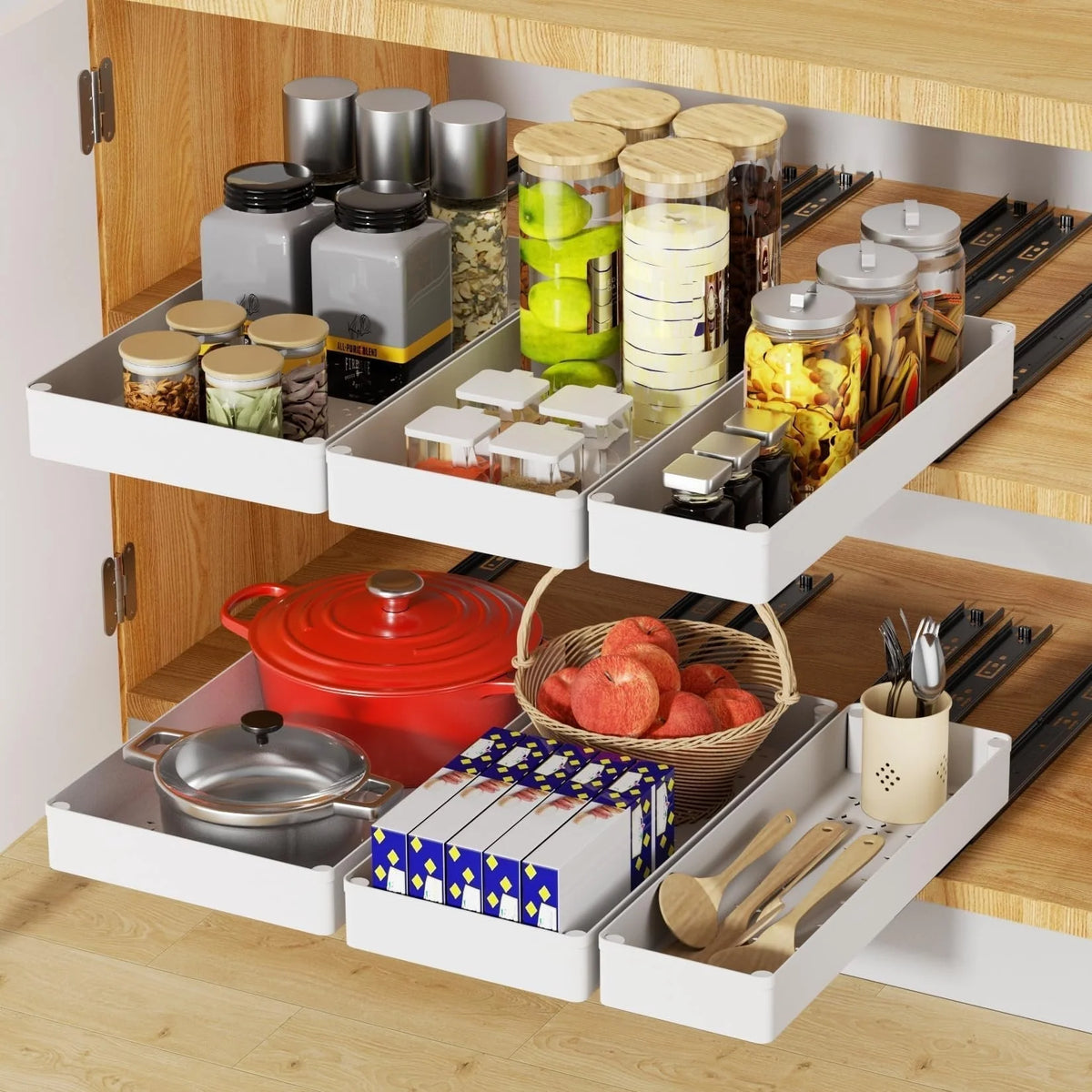 Pull-Out Cabinet Organizer 3-Piece No-Drill 55 lb