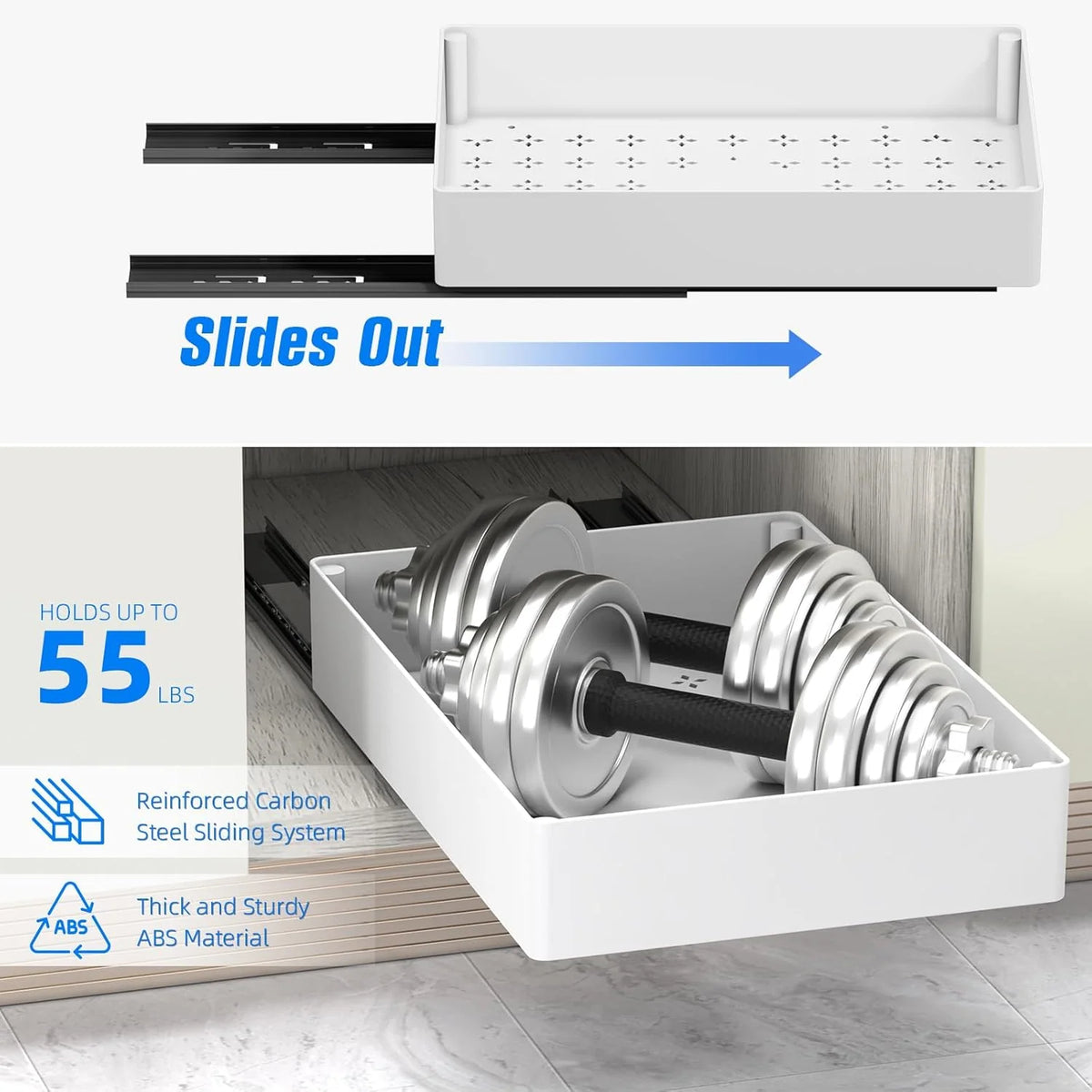 Pull-Out Cabinet Organizer 3-Piece No-Drill 55 lb