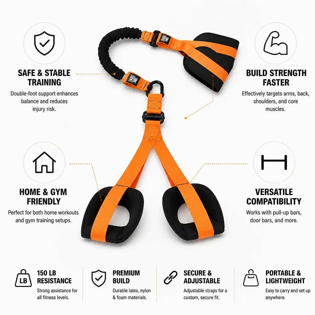 Pull-Up Assistance Bands Double-Foot Stabilisation Up To 68 Kg