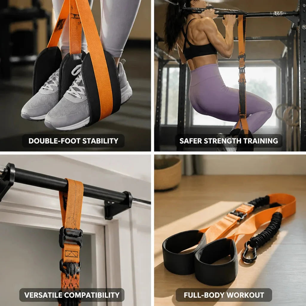 Pull-Up Assistance Bands Double-Foot Stabilizing Up To 150 lb