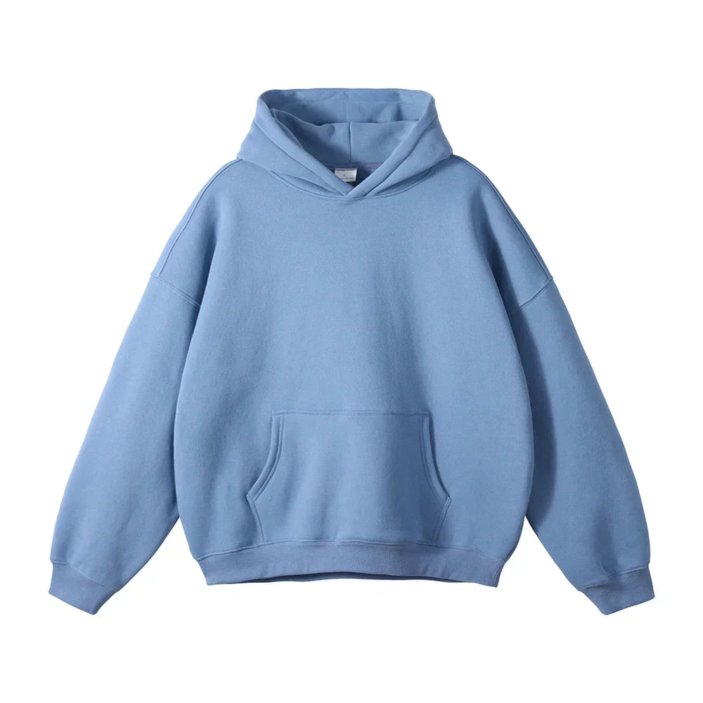 Pullover Hoodie Relaxed Fit Kangaroo Pocket Fixed Hood