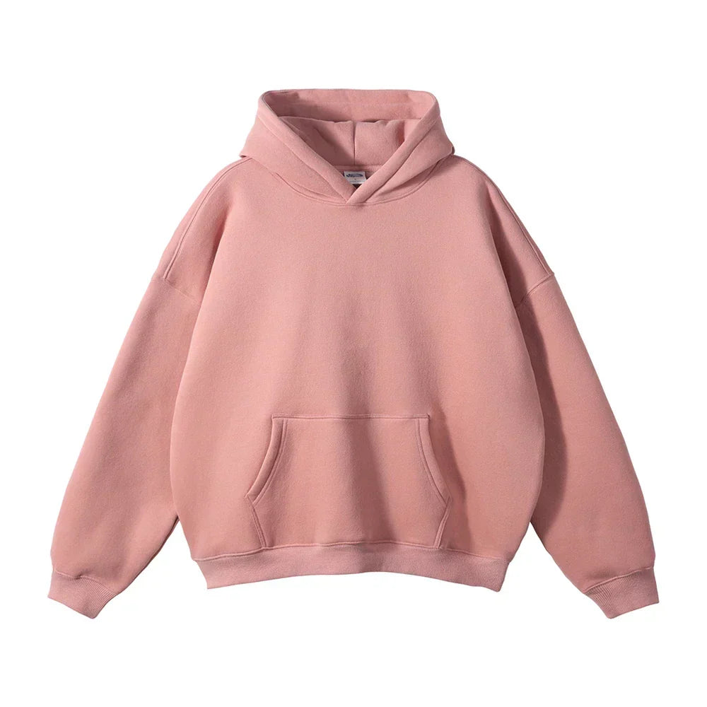 Pullover Hoodie Relaxed Fit Kangaroo Pocket Fixed Hood