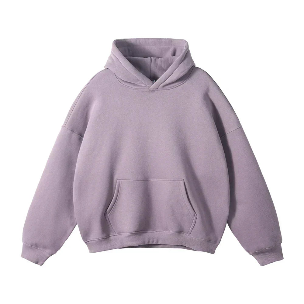 Pullover Hoodie Relaxed Fit Kangaroo Pocket Fixed Hood
