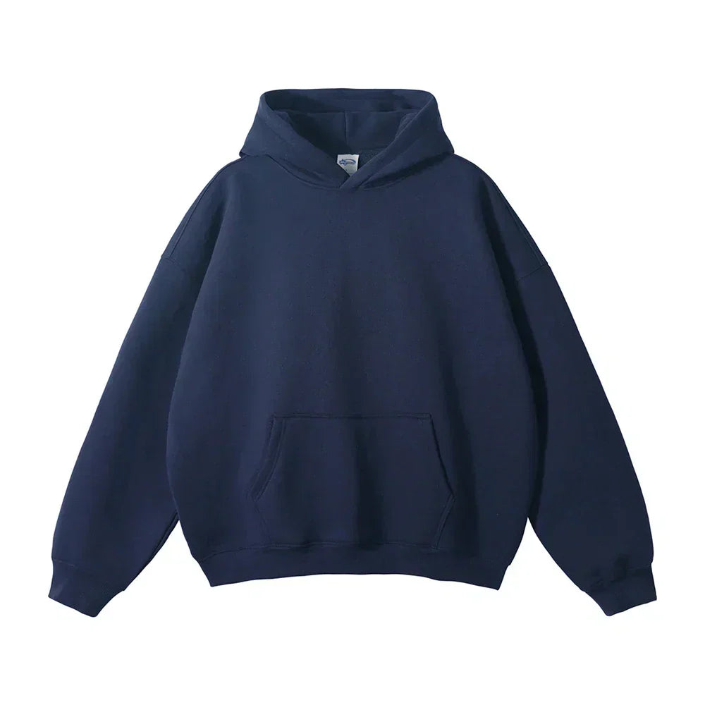 Pullover Hoodie Relaxed Fit Kangaroo Pocket Fixed Hood
