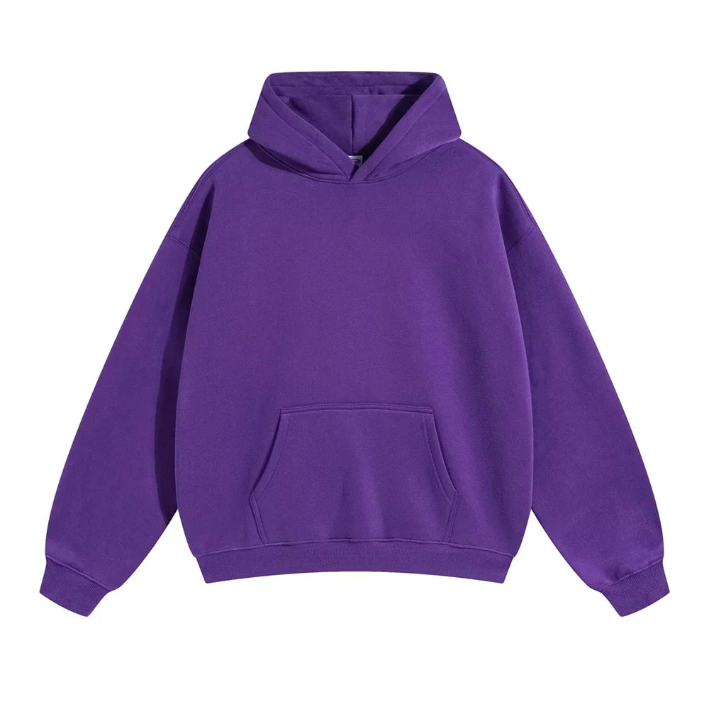 Pullover Hoodie Relaxed Fit Kangaroo Pocket Fixed Hood