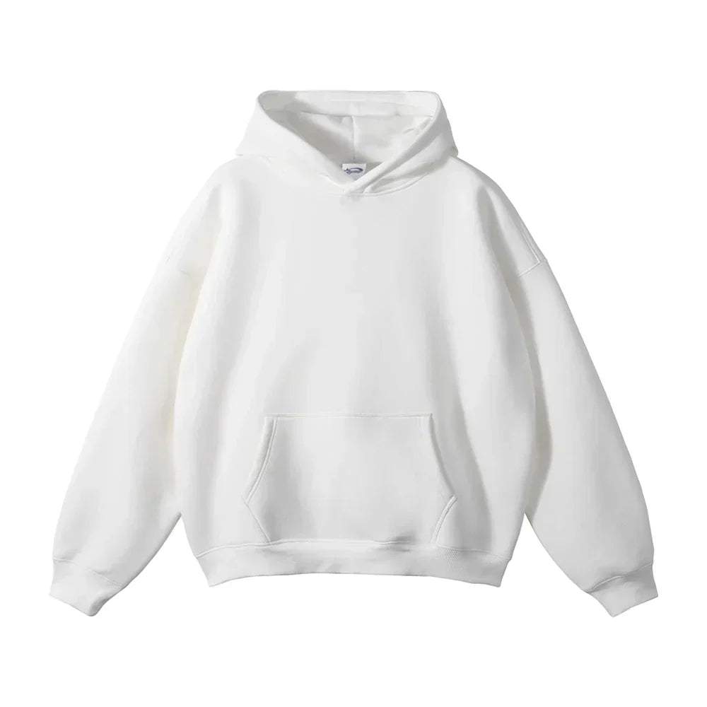 Pullover Hoodie Relaxed Fit Kangaroo Pocket Fixed Hood