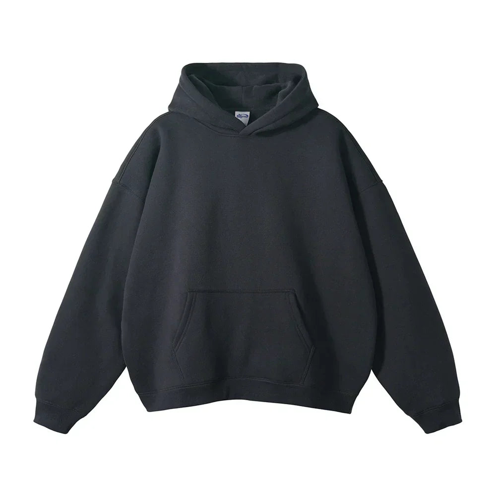 Pullover Hoodie Relaxed Fit Kangaroo Pocket Fixed Hood