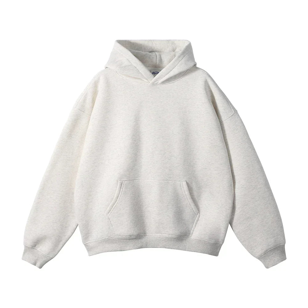 Pullover Hoodie Relaxed Fit Kangaroo Pocket Fixed Hood