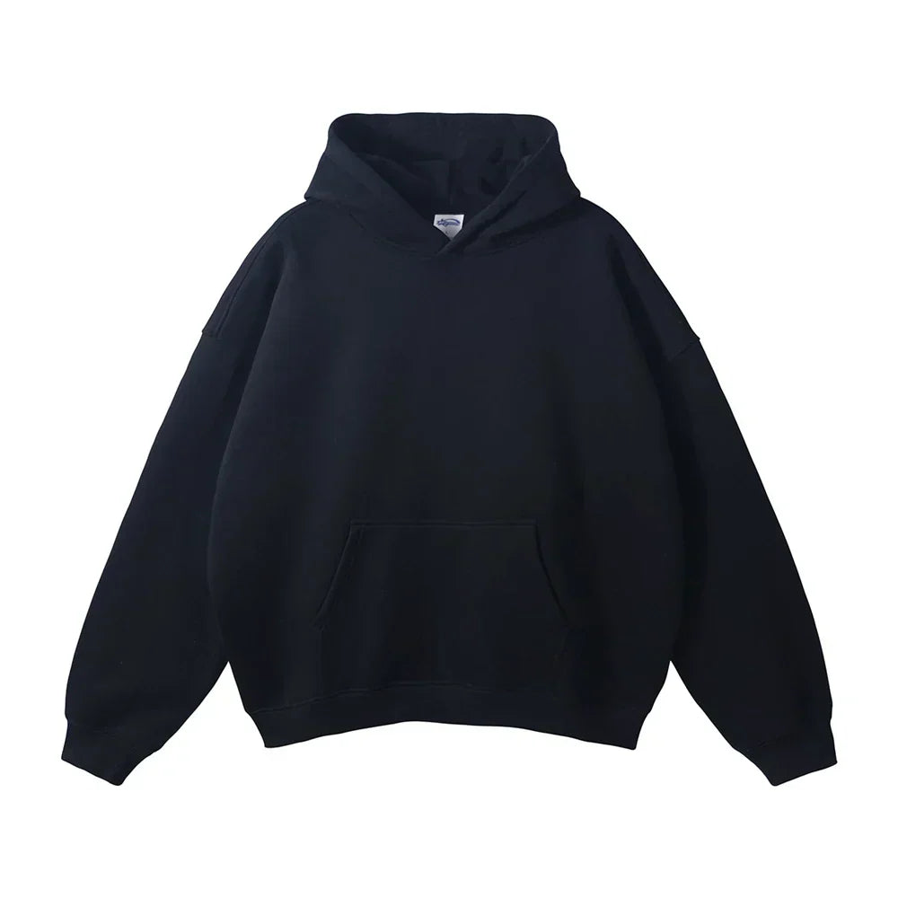 Pullover Hoodie Relaxed Fit Kangaroo Pocket Fixed Hood