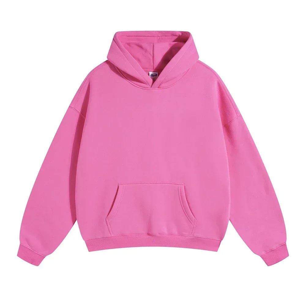 Pullover Hoodie Relaxed Fit Kangaroo Pocket Fixed Hood