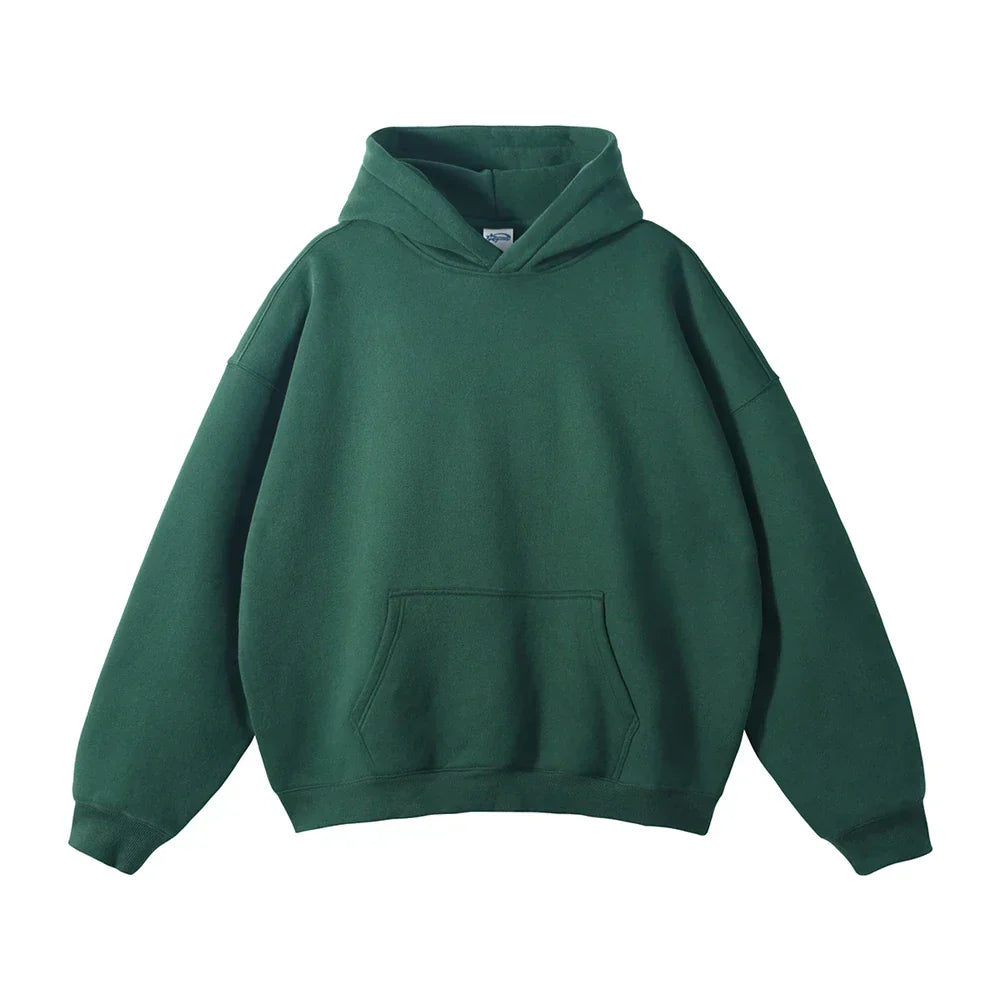 Pullover Hoodie Relaxed Fit Kangaroo Pocket Fixed Hood