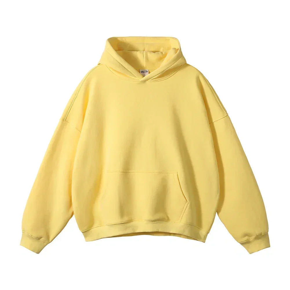 Pullover Hoodie Relaxed Fit Kangaroo Pocket Fixed Hood