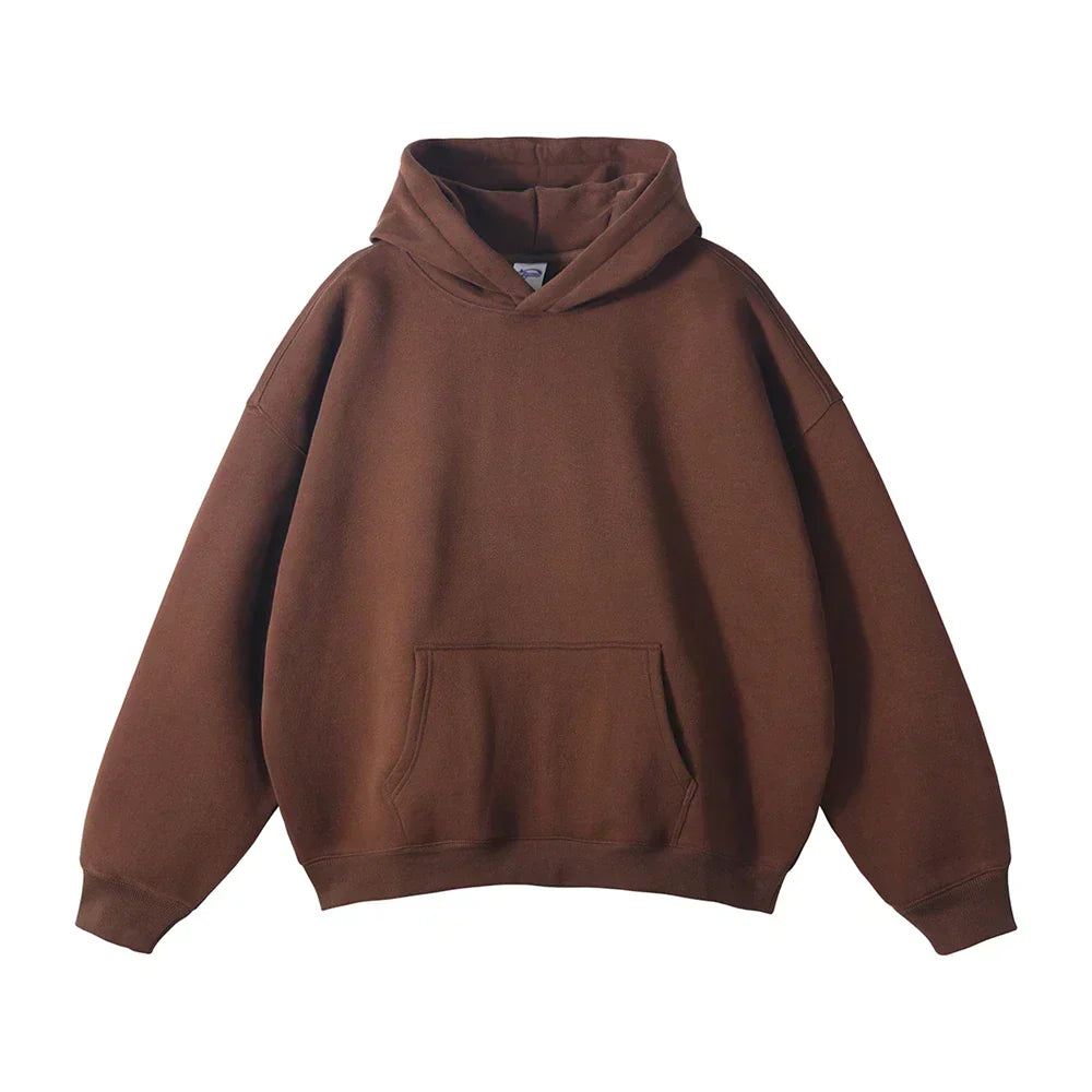 Pullover Hoodie Relaxed Fit Kangaroo Pocket Fixed Hood