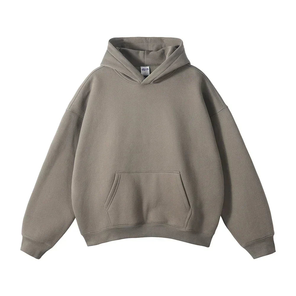 Pullover Hoodie Relaxed Fit Kangaroo Pocket Fixed Hood