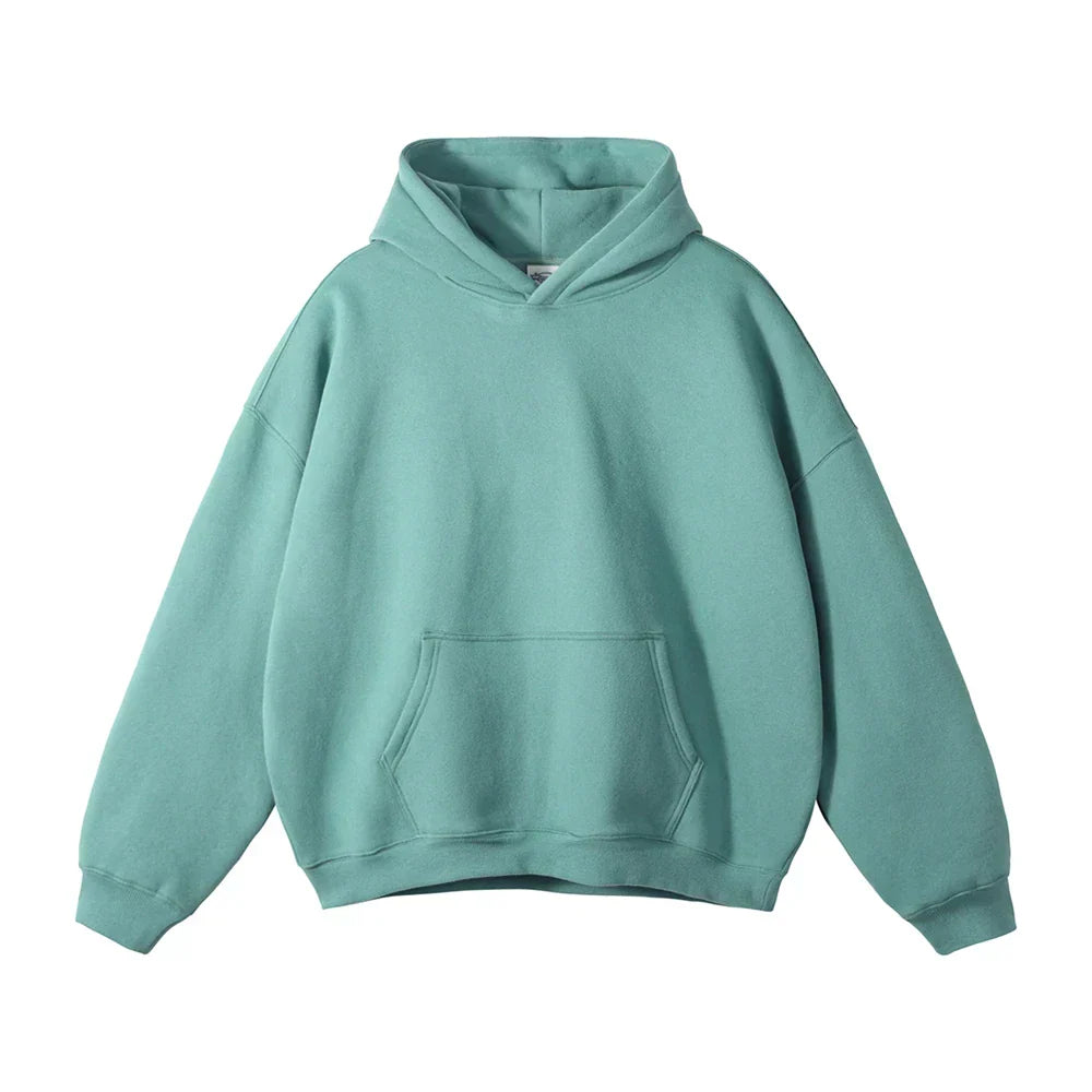 Pullover Hoodie Relaxed Fit Kangaroo Pocket Fixed Hood