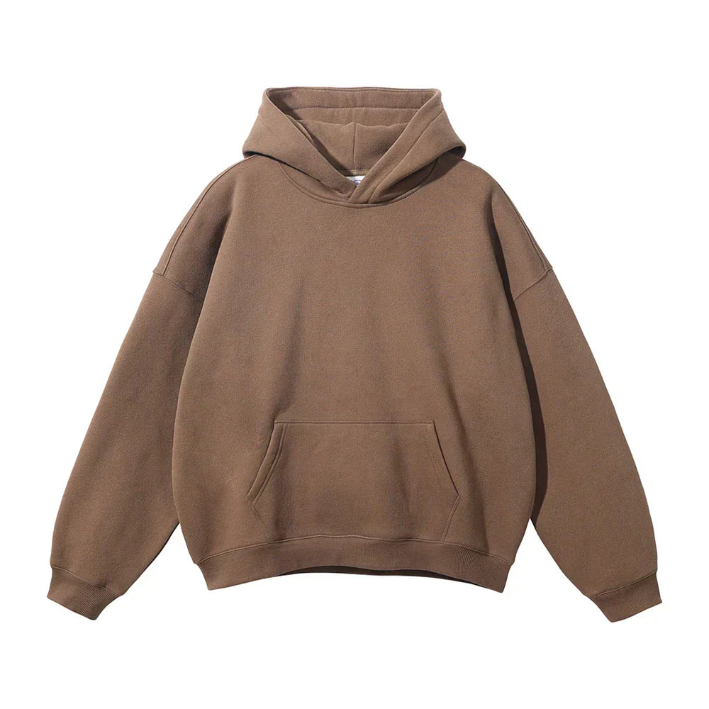 Pullover Hoodie Relaxed Fit Kangaroo Pocket Fixed Hood