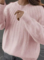 Pullover Sweater Breathable Natural Fiber Knit Hip Length